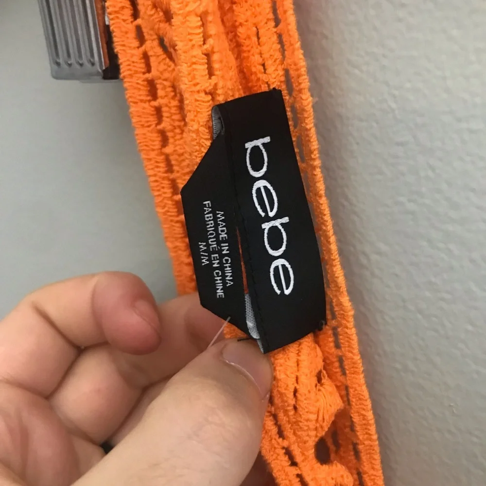 ❌sold❌ bebe NWT orange crochet fringe cropped tank. Bohemian, retro, summer. - Picture 5 of 5